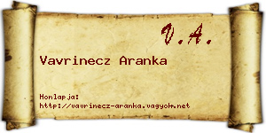 Vavrinecz Aranka névjegykártya
